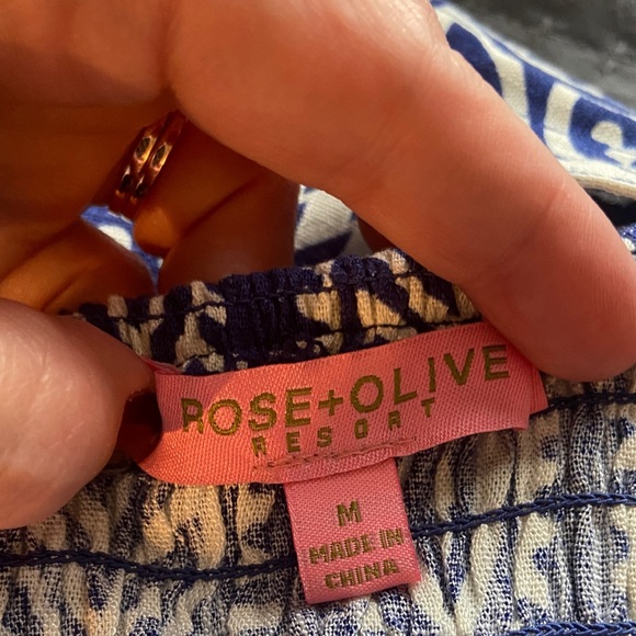 Rose & Olive Blue and White Patterned Pantsuit - Picture 4 of 5